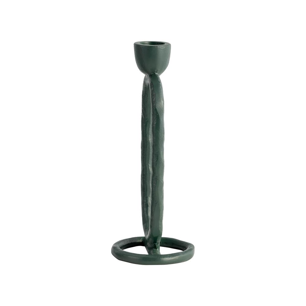 Metal, 8" Open Oval Taper Candleholder, Dark Green. Picture 3