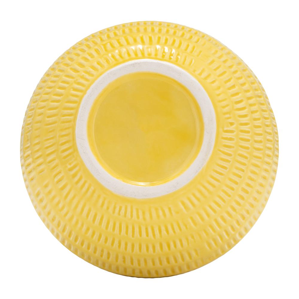 Cer,7",stripe Oval Vase,yellow. Picture 6