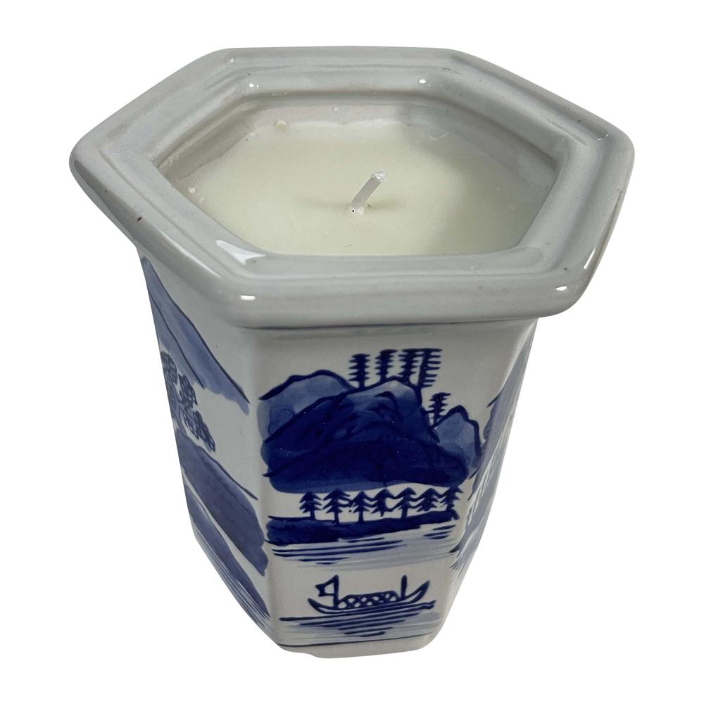 4", 5oz  Chinoiserie Candle , Blue/white. Picture 2