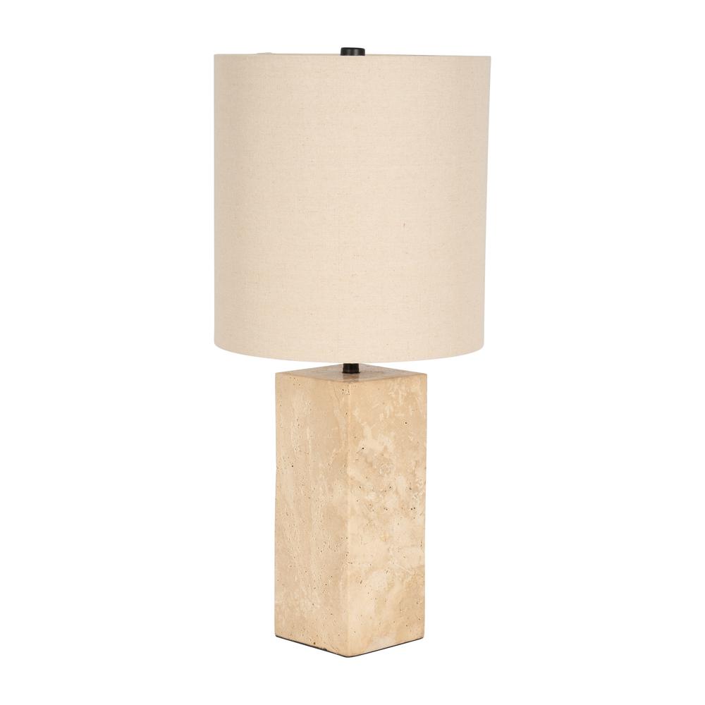 Travertine, 25" Pillar Table Lamp, Natural. Picture 2