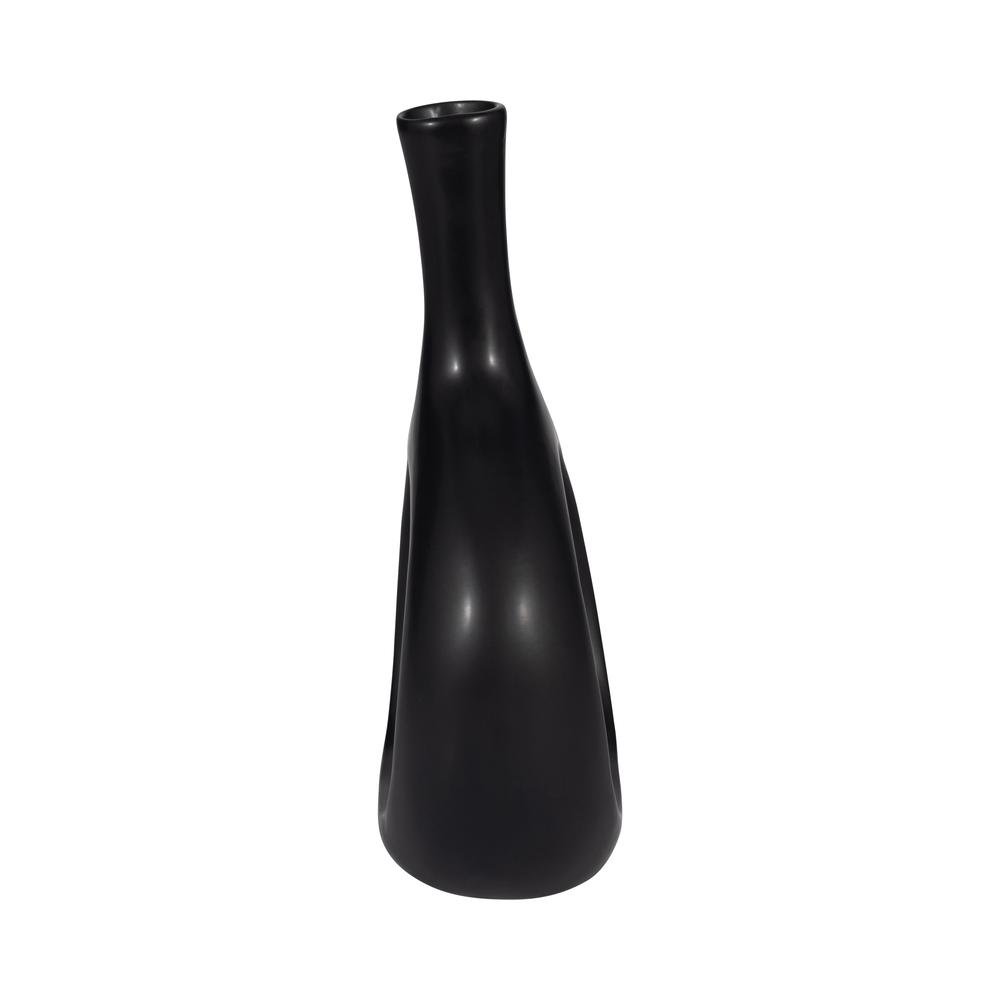 Cer, 9" Curved Open Cut Out Vase, Black. Picture 3