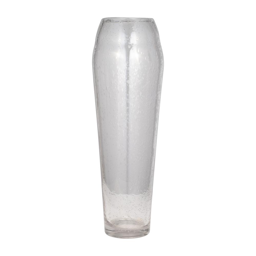 Glass, 23" Floor Vase Bubble Clear. Picture 2