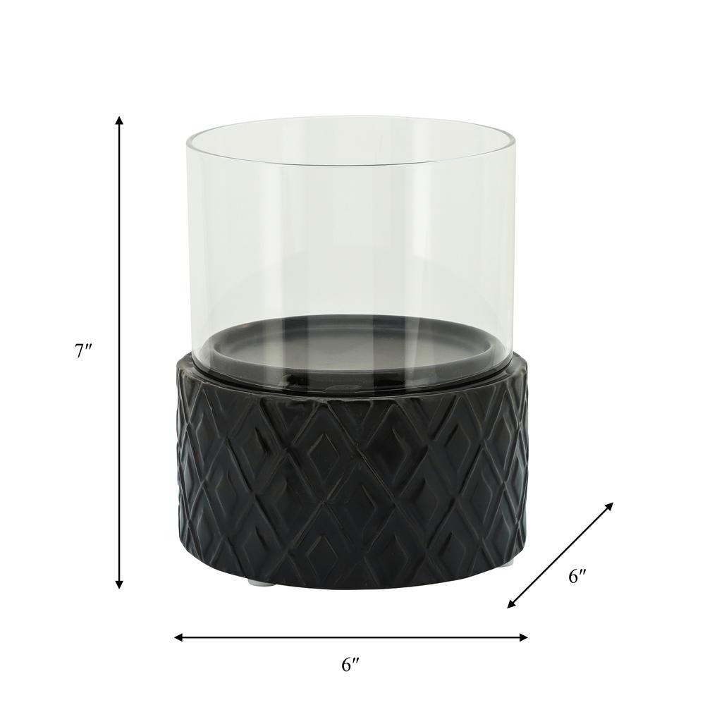 Black Ceramic /glass 6" Pillar Holder, Diamond. Picture 4