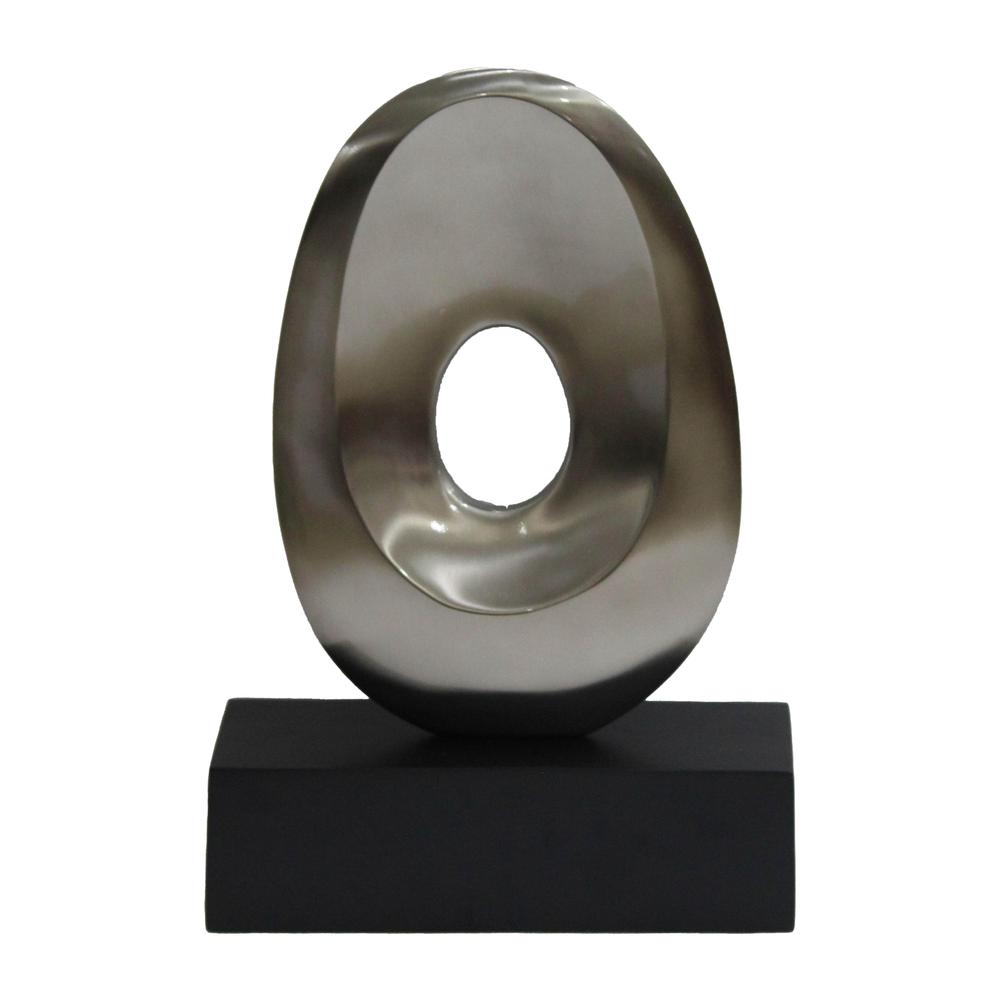 18", Metal Oval Sculpture,slvr/blk. Picture 1