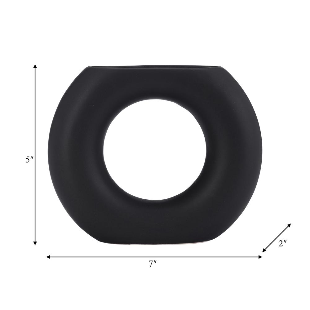 Cer, 5" Donut Vase, Black. Picture 8