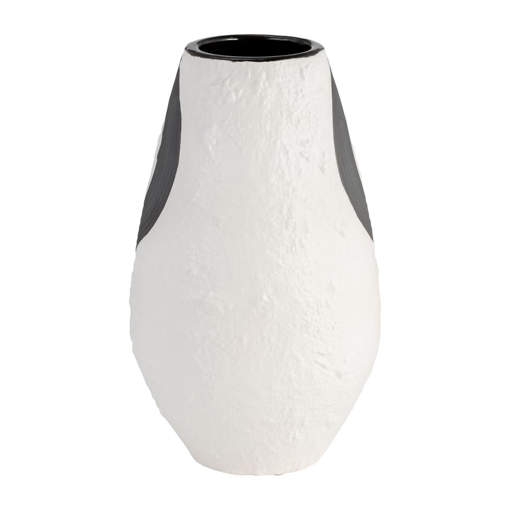 Stoneware, 11" Noir Vase, Black/white. Picture 4