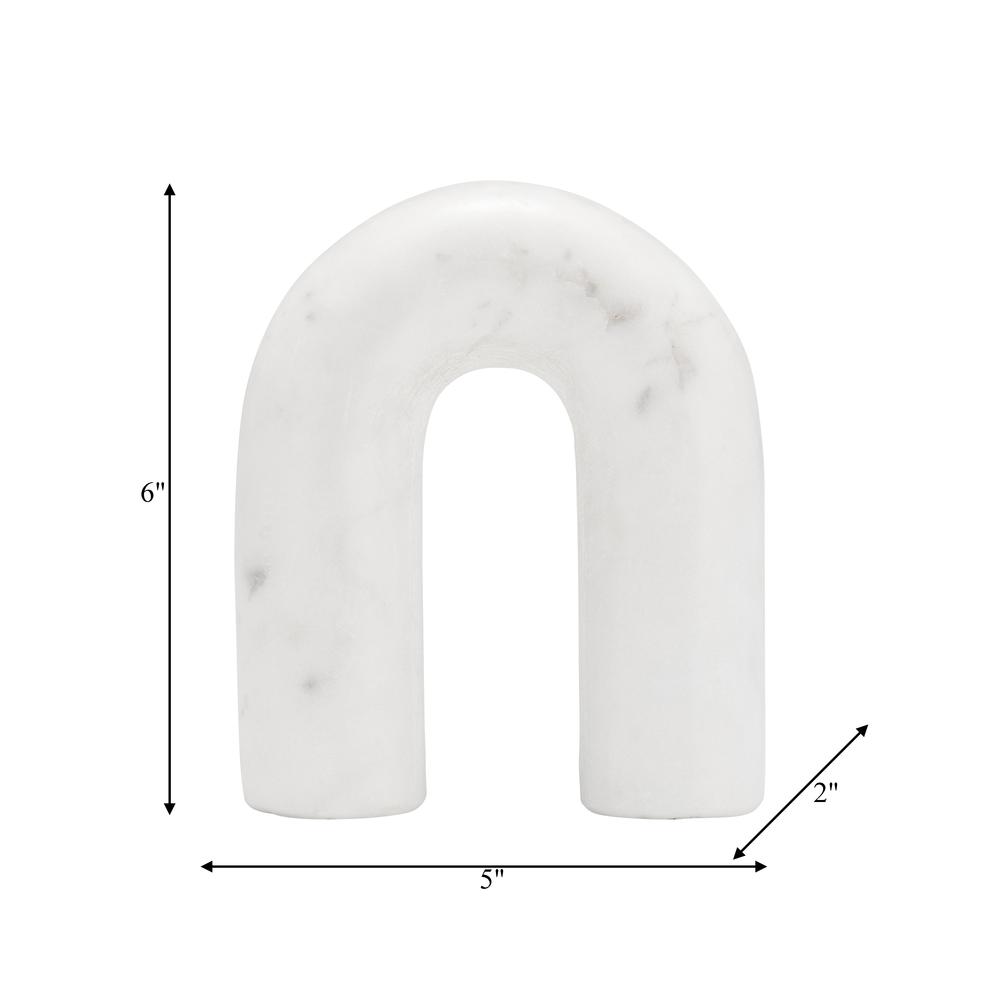 Marble, 6" Rounded Horseshoe Table Top Deco, White. Picture 8