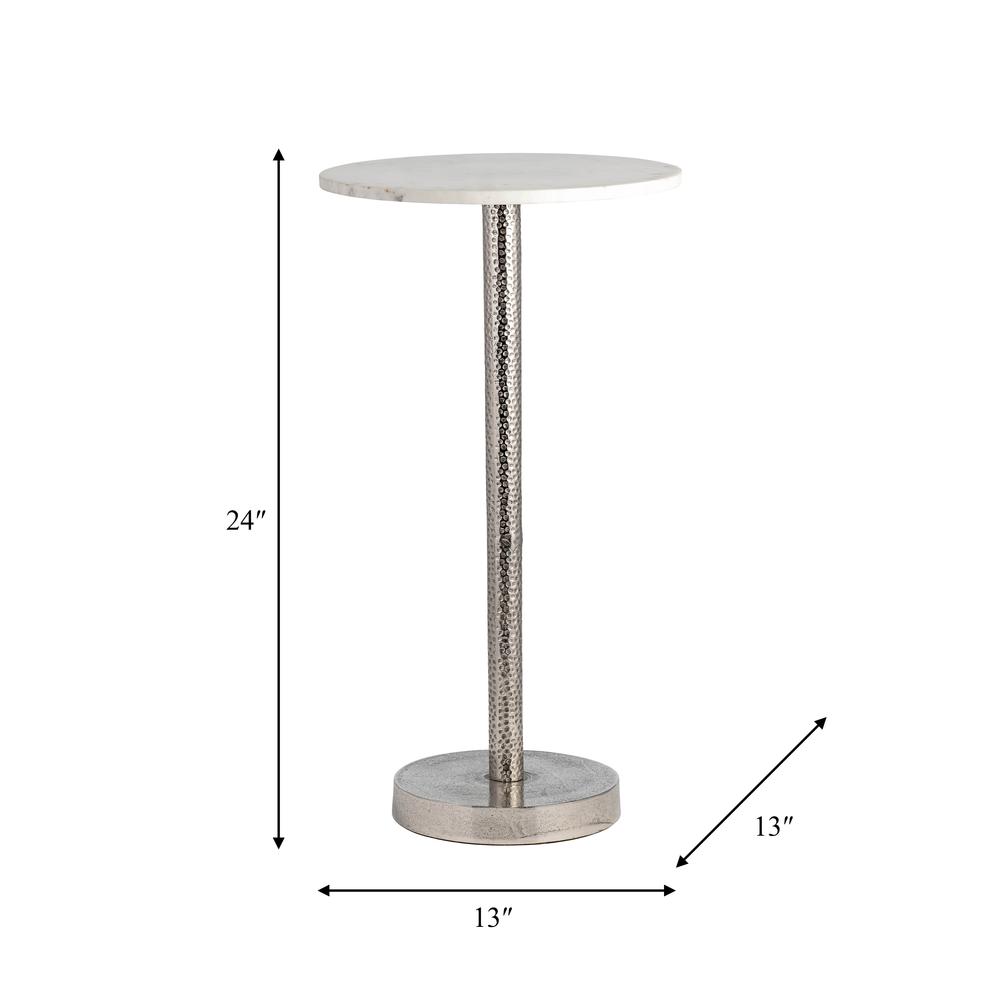 Metal, 24"h Round Drink Table - Flat Base, Silver/. Picture 6