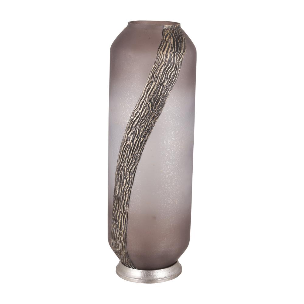 Glass, 20" Metallic Detail Vase,  Blush. Picture 1