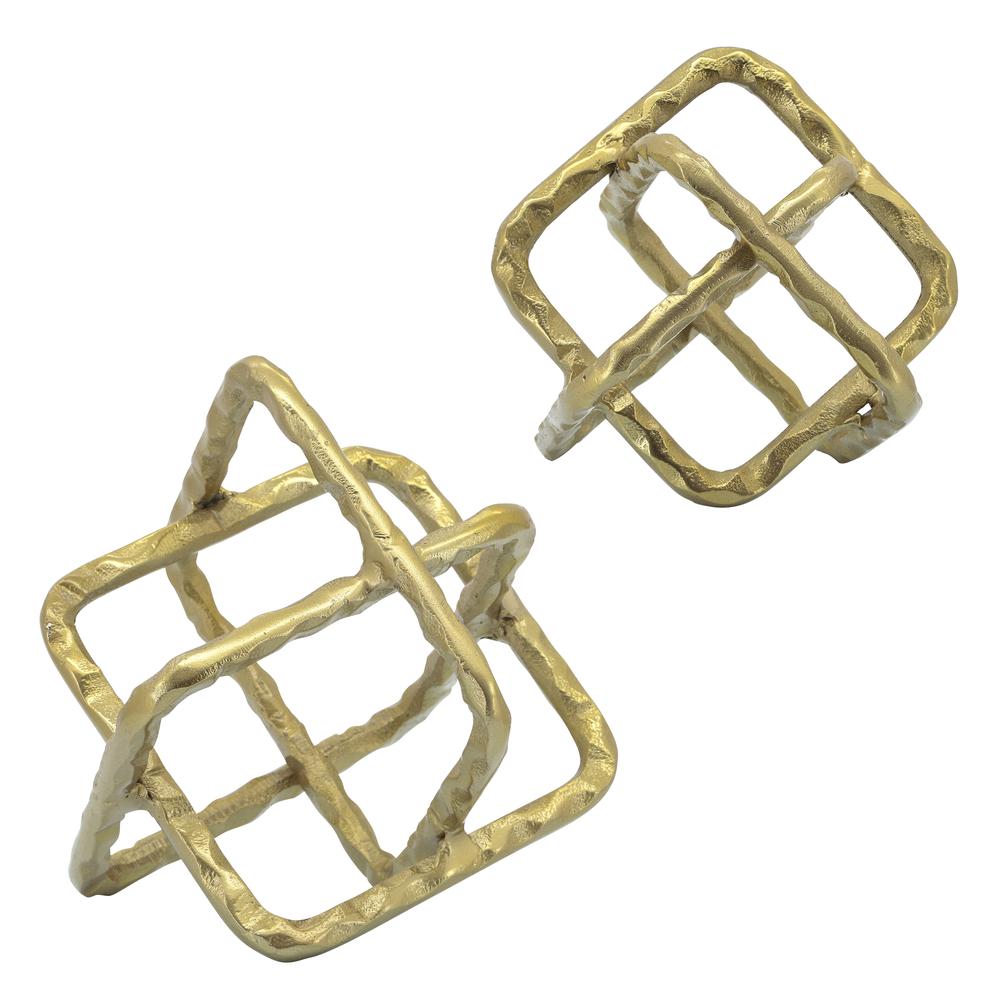Metal 7" Square Orbs, Gold. Picture 4