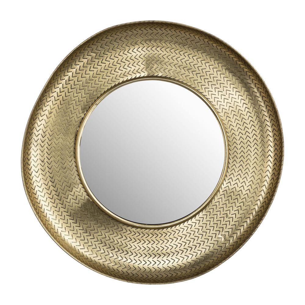 Metal,30",bowl W/v Pattrn Mirror,gold. Picture 1