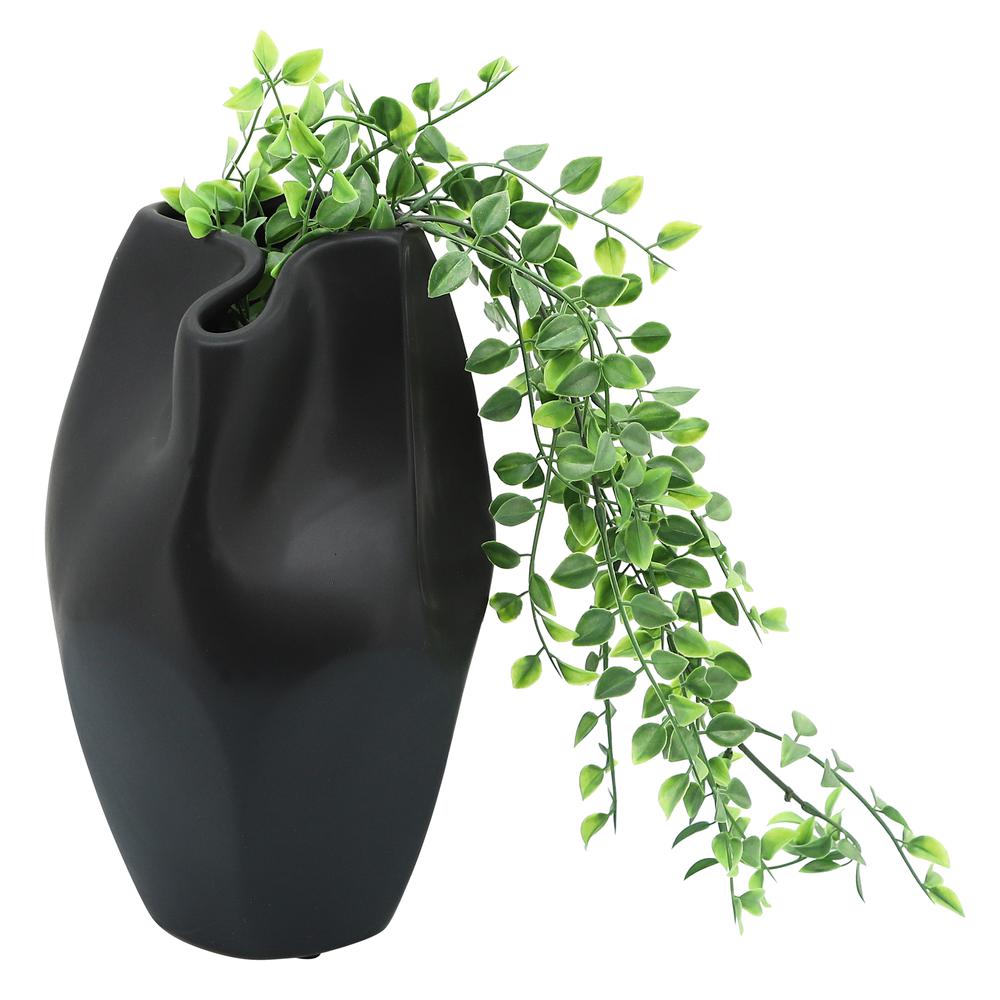 Cer, 10"h Abstract Vase, Black. Picture 2