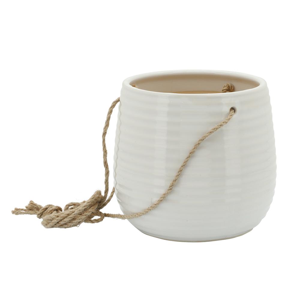 6" Hanging Planter,white. Picture 2
