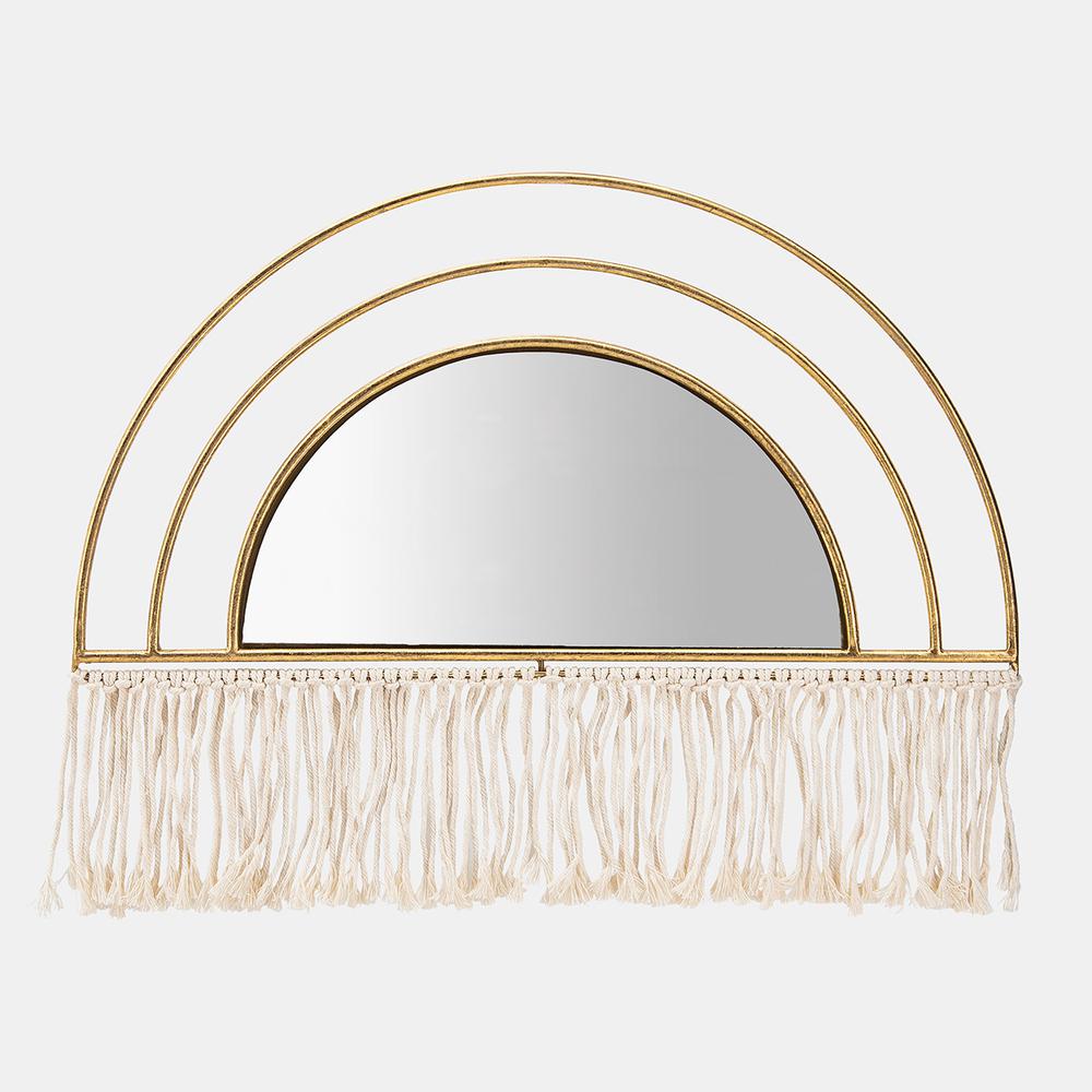 Metal/wood, 17"h Arched Mirrored Wall Deco, Gold. Picture 1