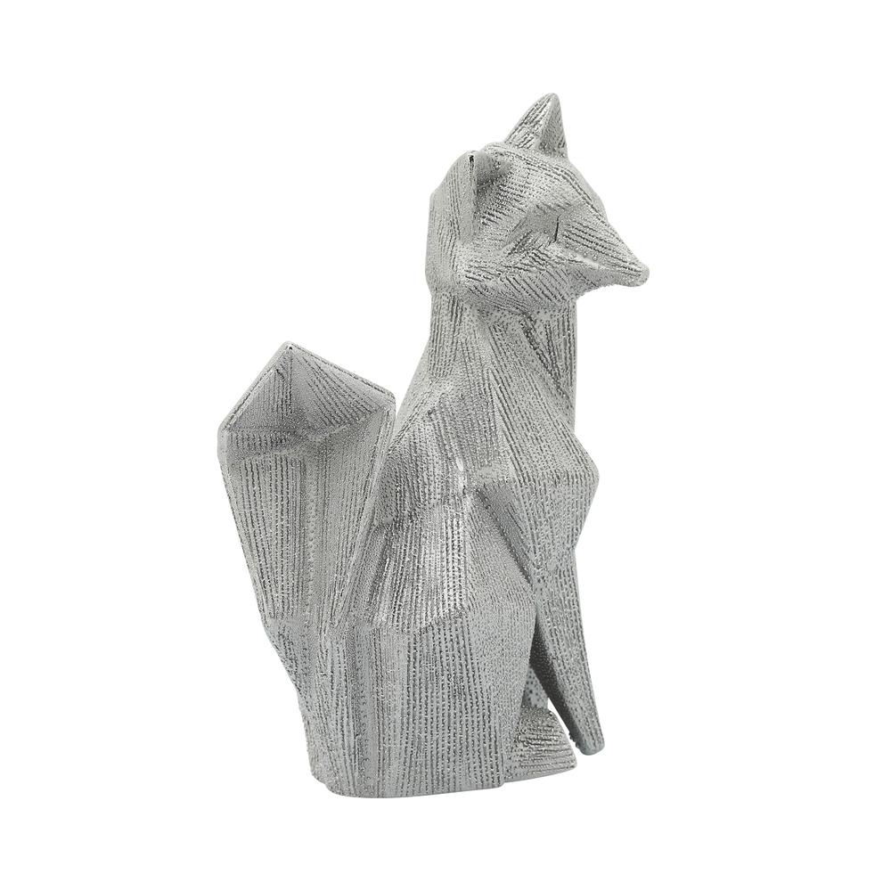 Cer, 10" Beaded Fox Figurine, Silver. Picture 2