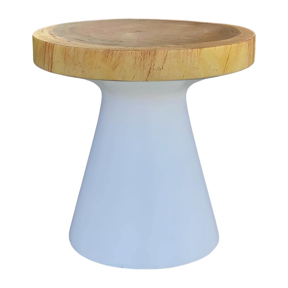 Wood, 16" Accent Table With White Base, Natural/wh. Picture 1