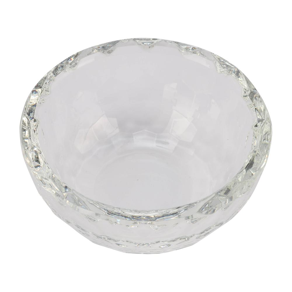 Glass Trinket Box Clear W/silver Lotus Top. Picture 8