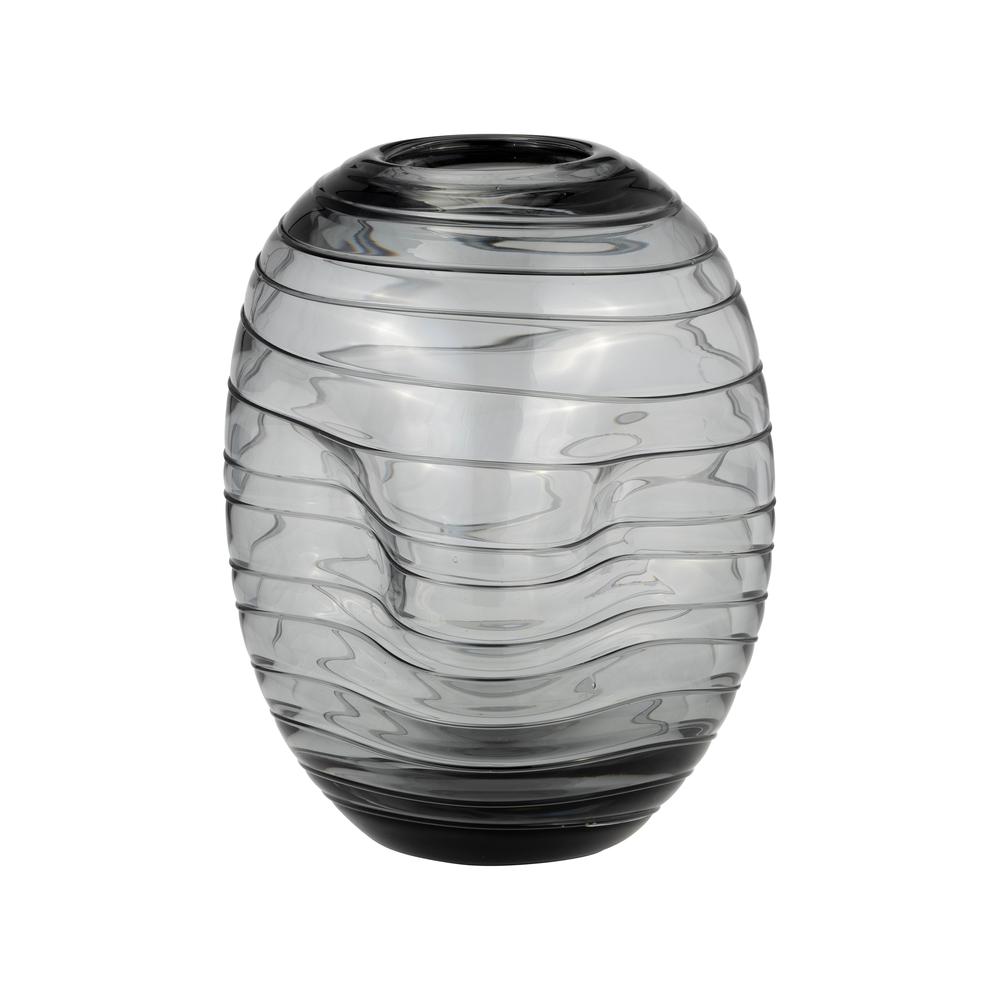 Glass, 8"h Pinched Vase, Smoke. Picture 1