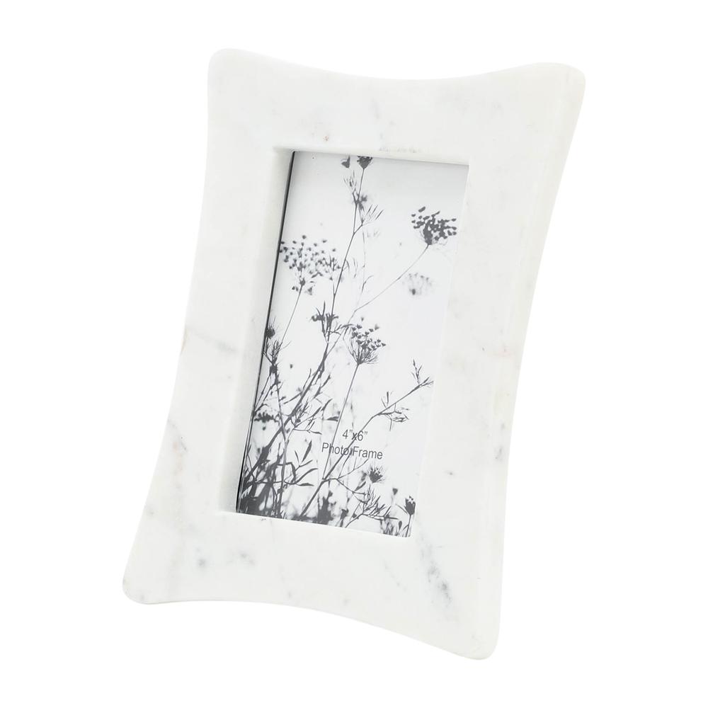 Marble, 4x6 Curved Photo Frame, White. Picture 5