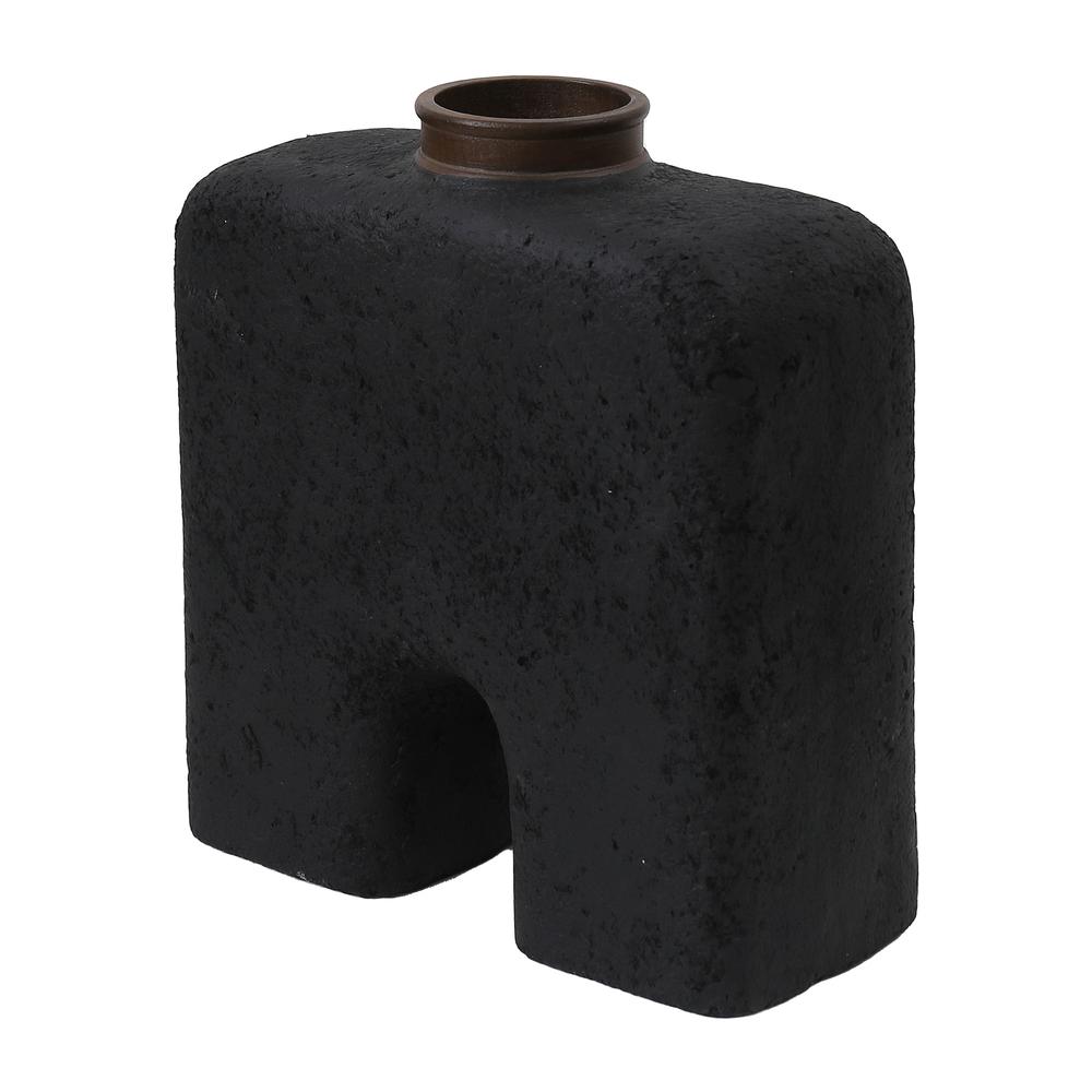 Ecomix, 13"h Abstract Vase, Black. Picture 1