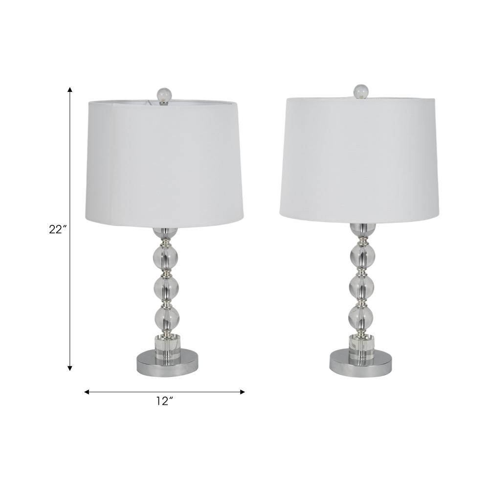S/2 22" Crystal Table Lamp, Silver. Picture 8