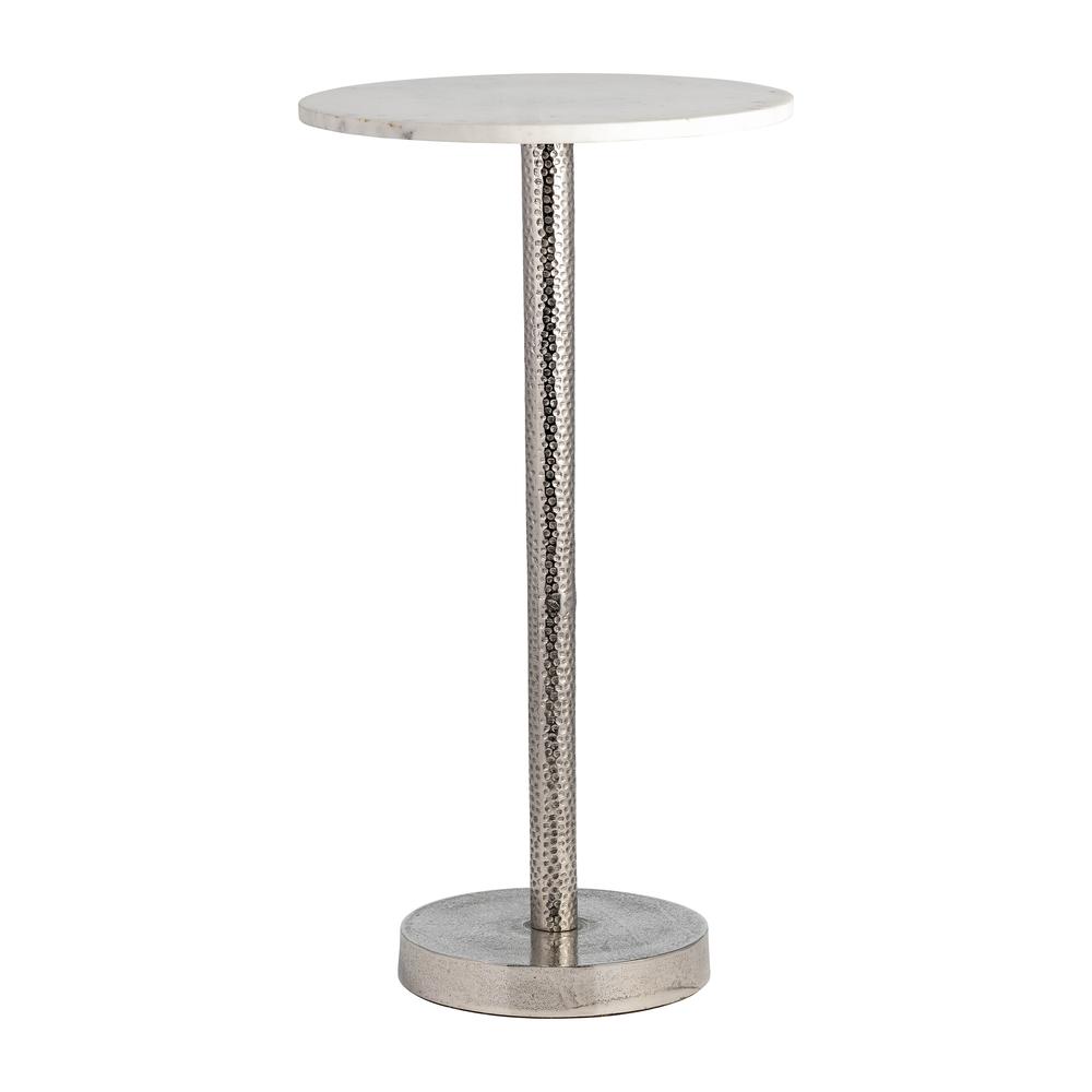 Metal, 24"h Round Drink Table - Flat Base, Silver/. Picture 1