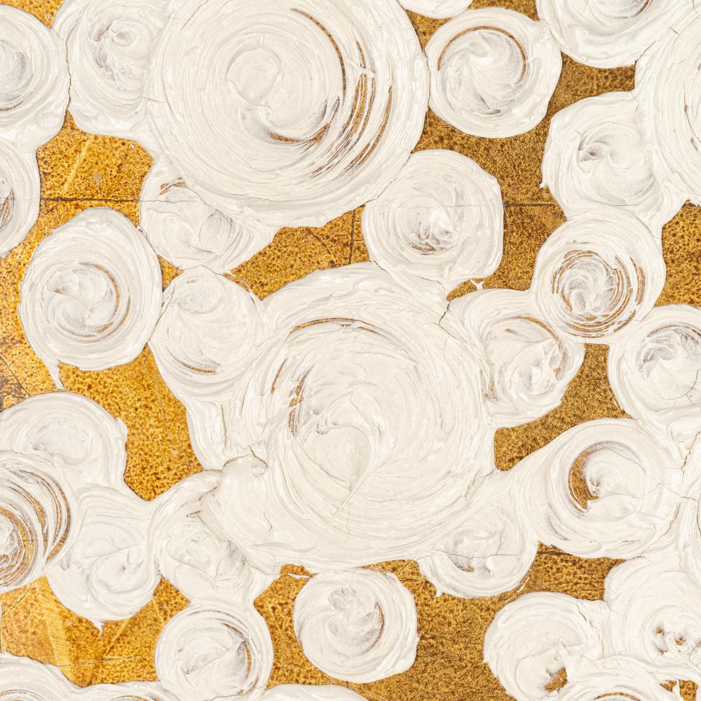 71x47, Hand Painted Clustered Circles, Wht/gold. Picture 4