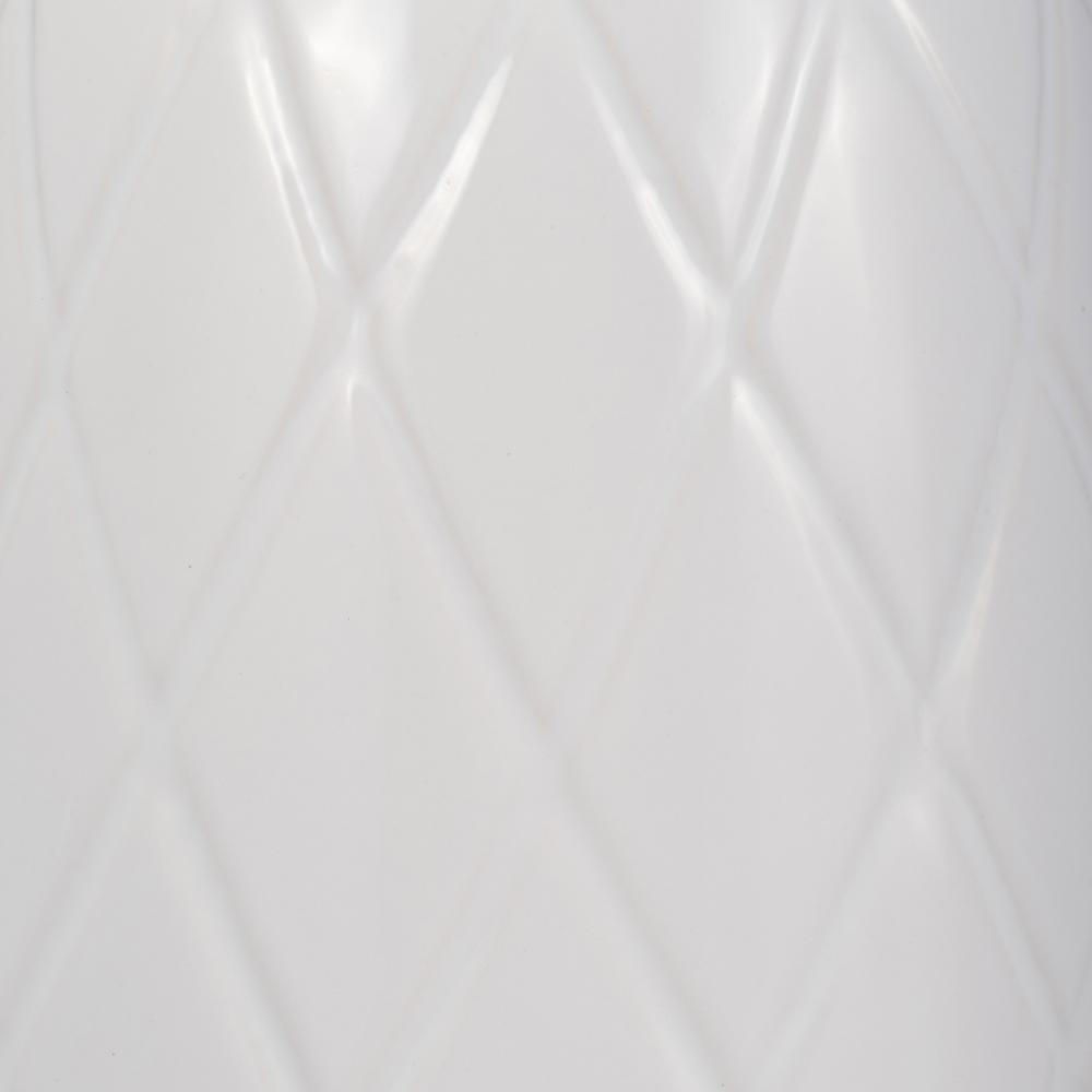 Cer, 16" Plaid Textured Vase, White. Picture 5