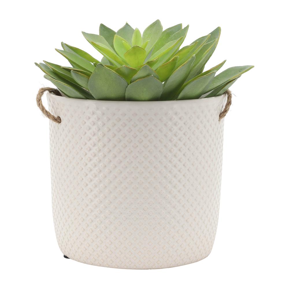 7", Dotted Hanging Planter, White. Picture 4