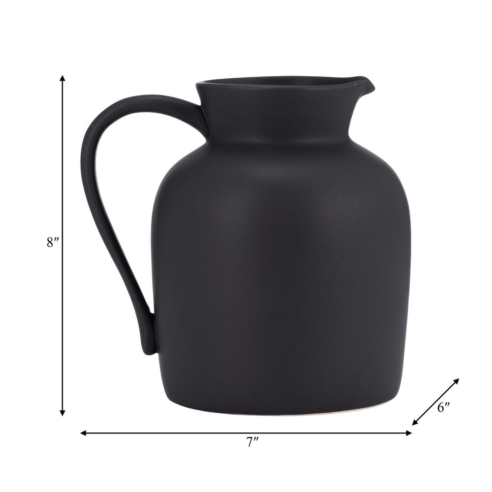 Cer, 7" Pitcher Vase, Black. Picture 9