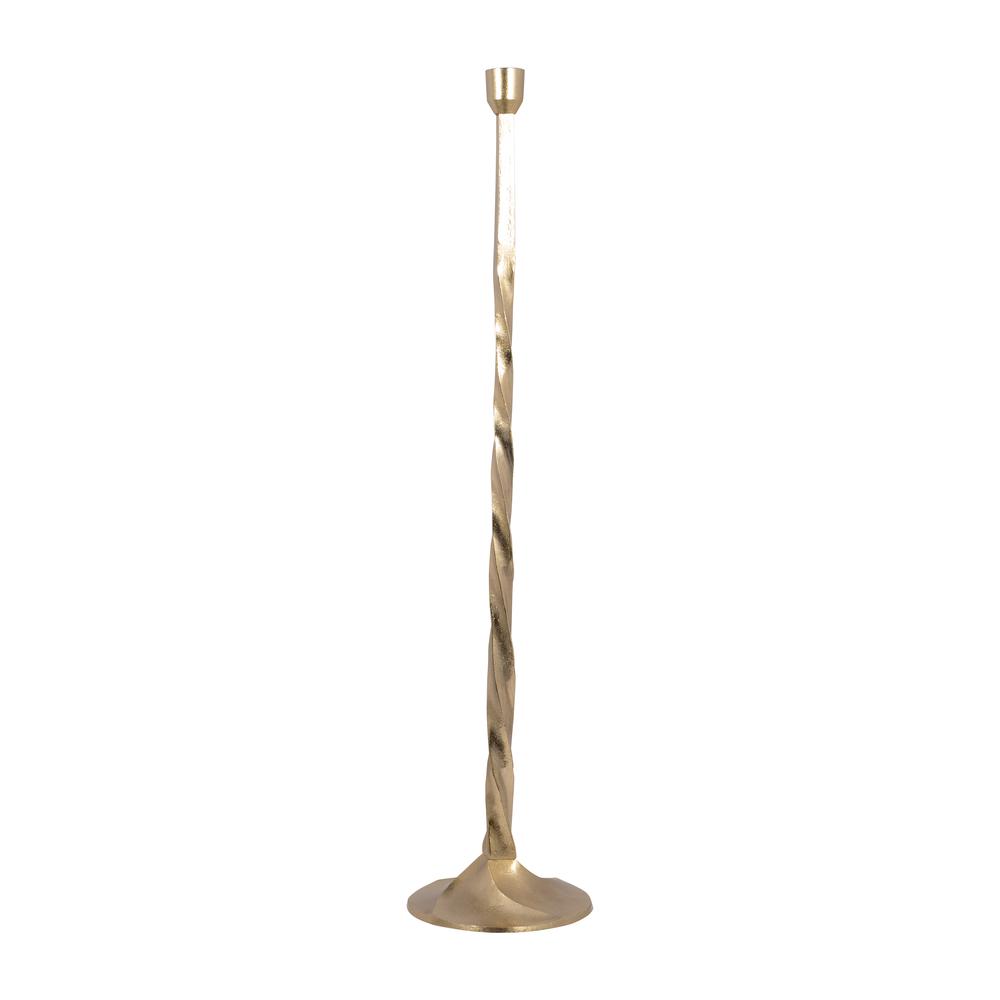 Metal, 36" Twisted Floor Taper Candleholder, Gold. Picture 1