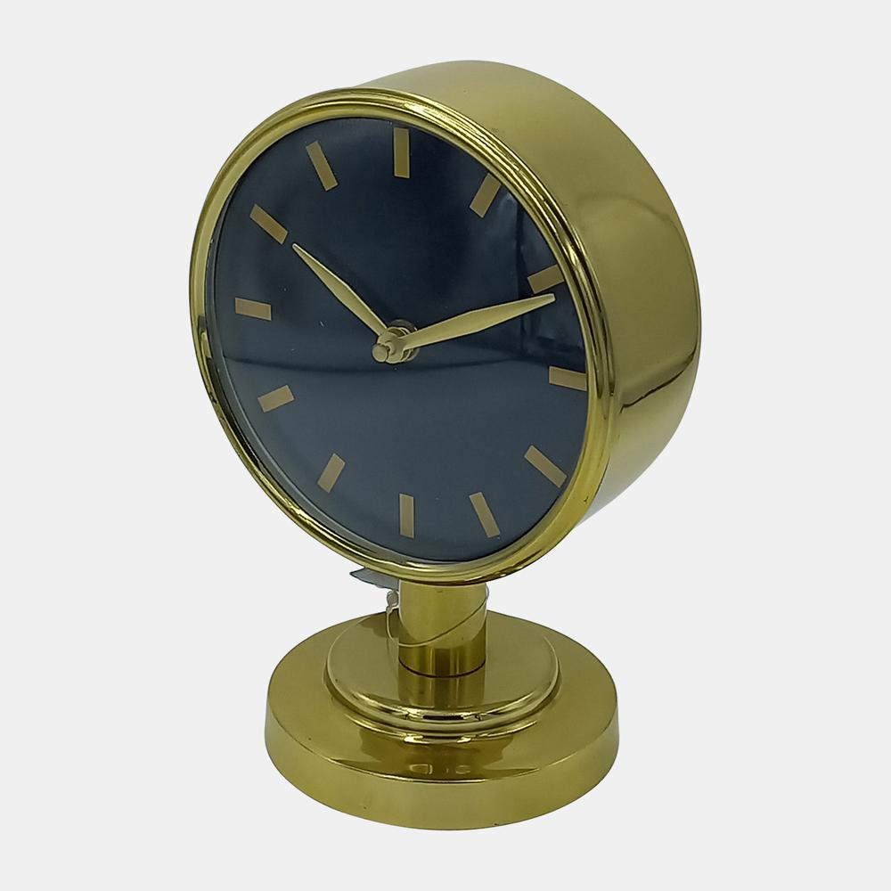 Metal, 7" Standing Table Clock, Gold. Picture 1