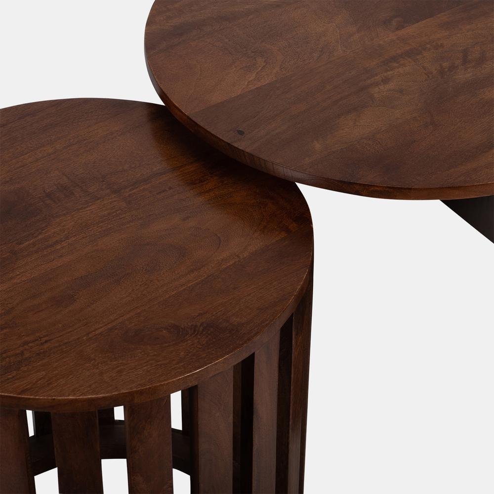 Wood, S/3 18x20/43x22" Table & Stool Set, Brown. Picture 7