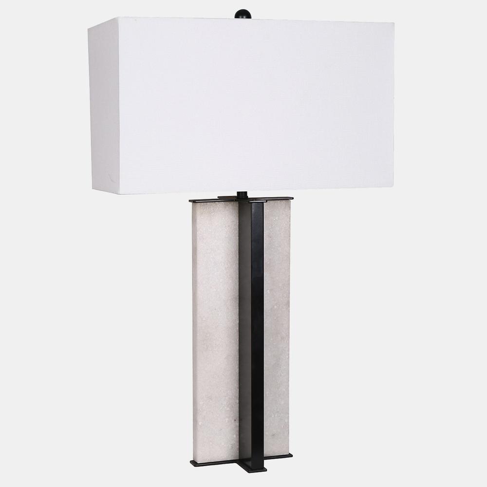Metal 28" Pillar Table Lamp, Black/white. Picture 1