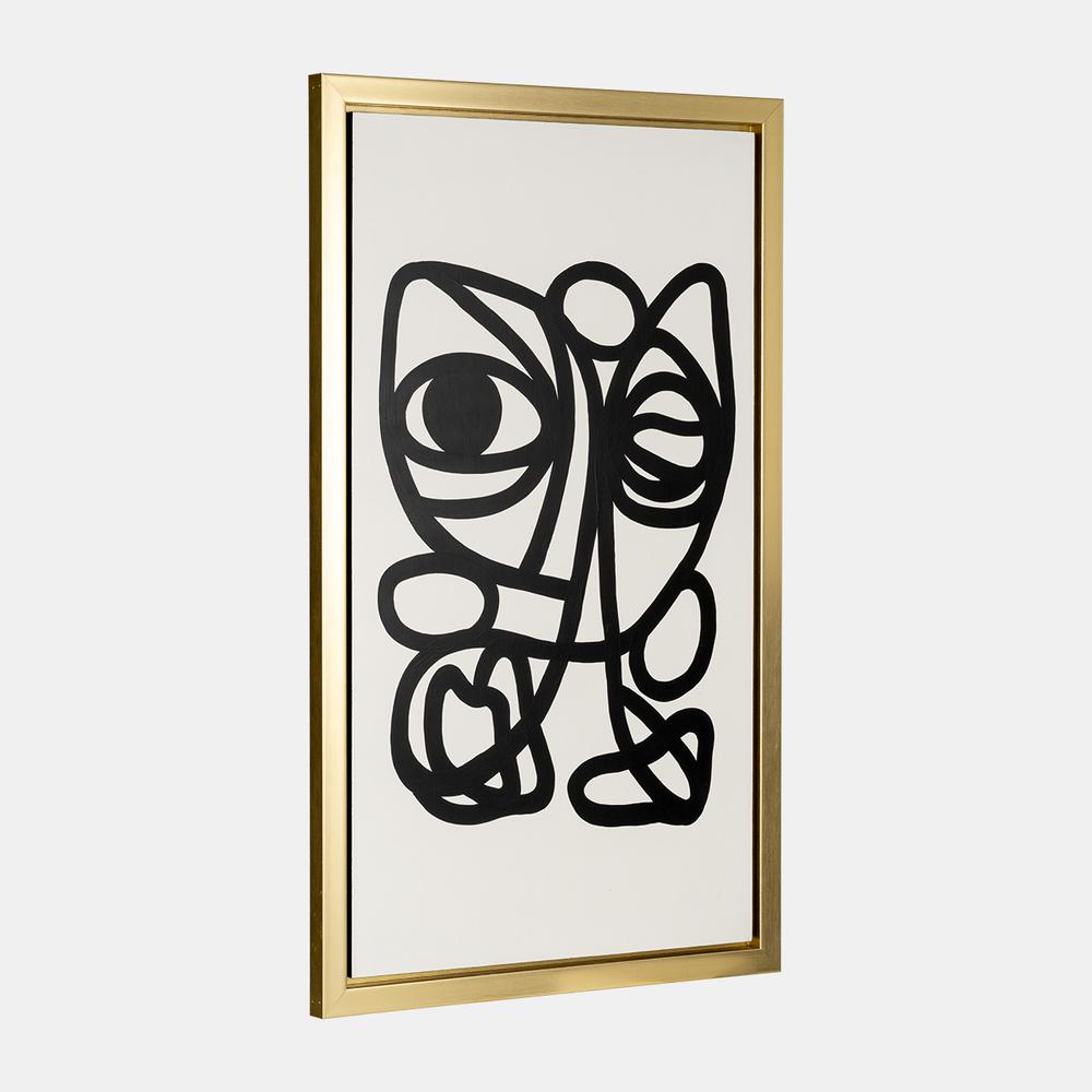 35x59, Hand Painted Gold Frame Geometric Face, Blk. Picture 2