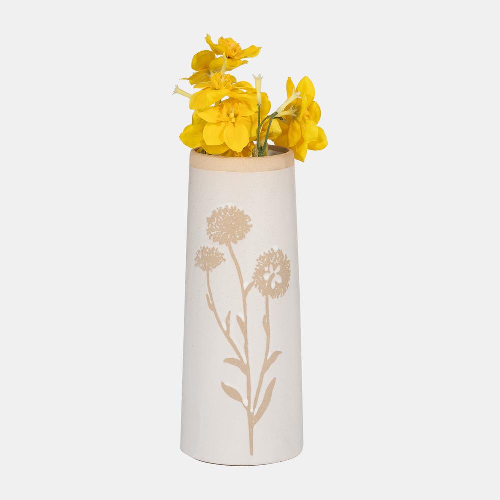 Cer, 10" Dandelion Vase, Ivory. Picture 4