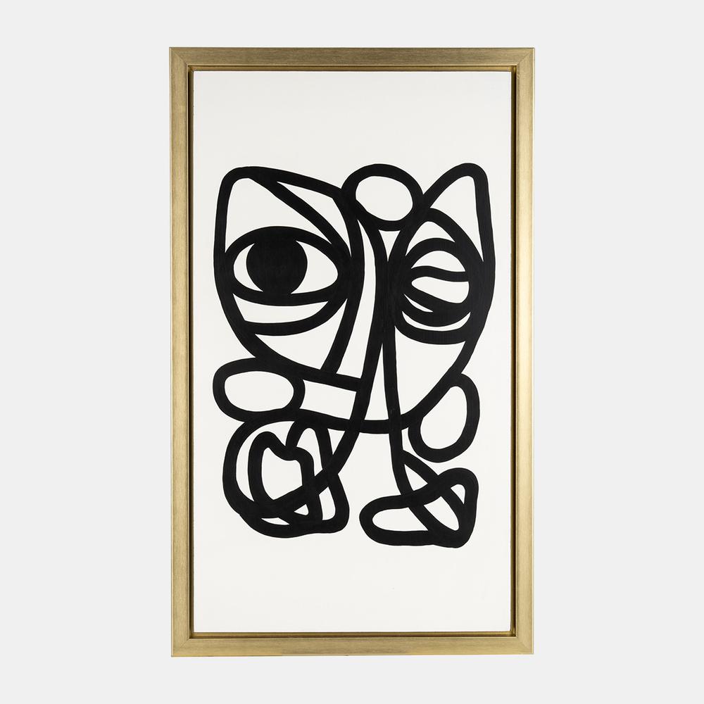 35x59, Hand Painted Gold Frame Geometric Face, Blk. Picture 1
