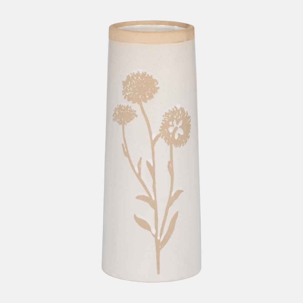Cer, 10" Dandelion Vase, Ivory. Picture 1