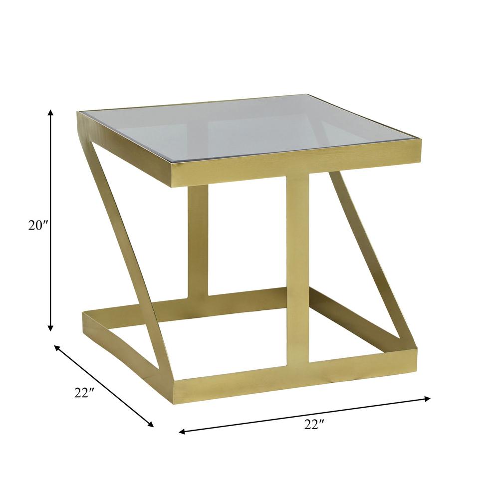 Metal, 20" Contemporary Side Table, Gold/black Gla. Picture 2