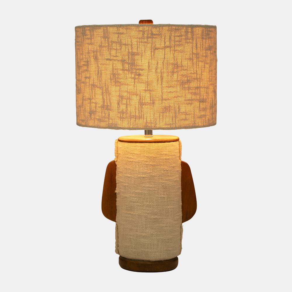 24" Ecomix Fabric Lamp With Wood, Ivory. Picture 2