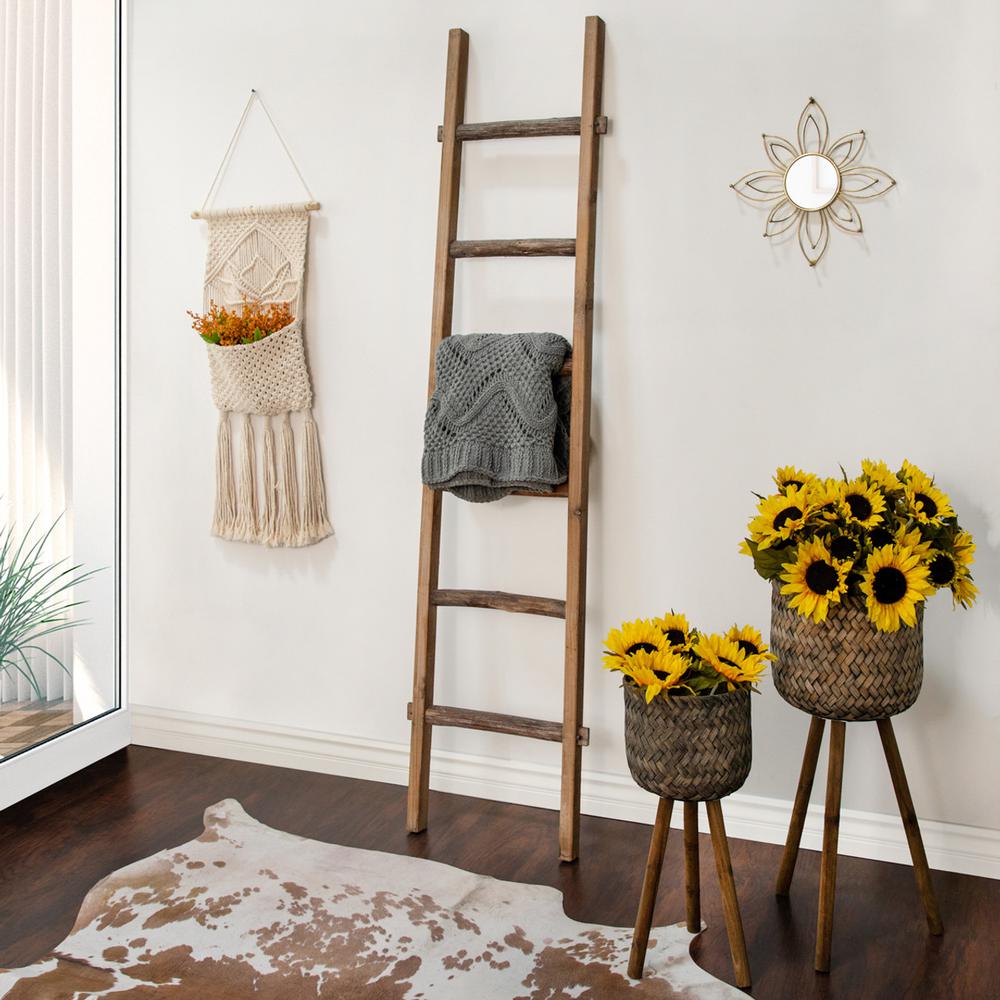 Wooden Decorative 76" Ladder,brown. Picture 2
