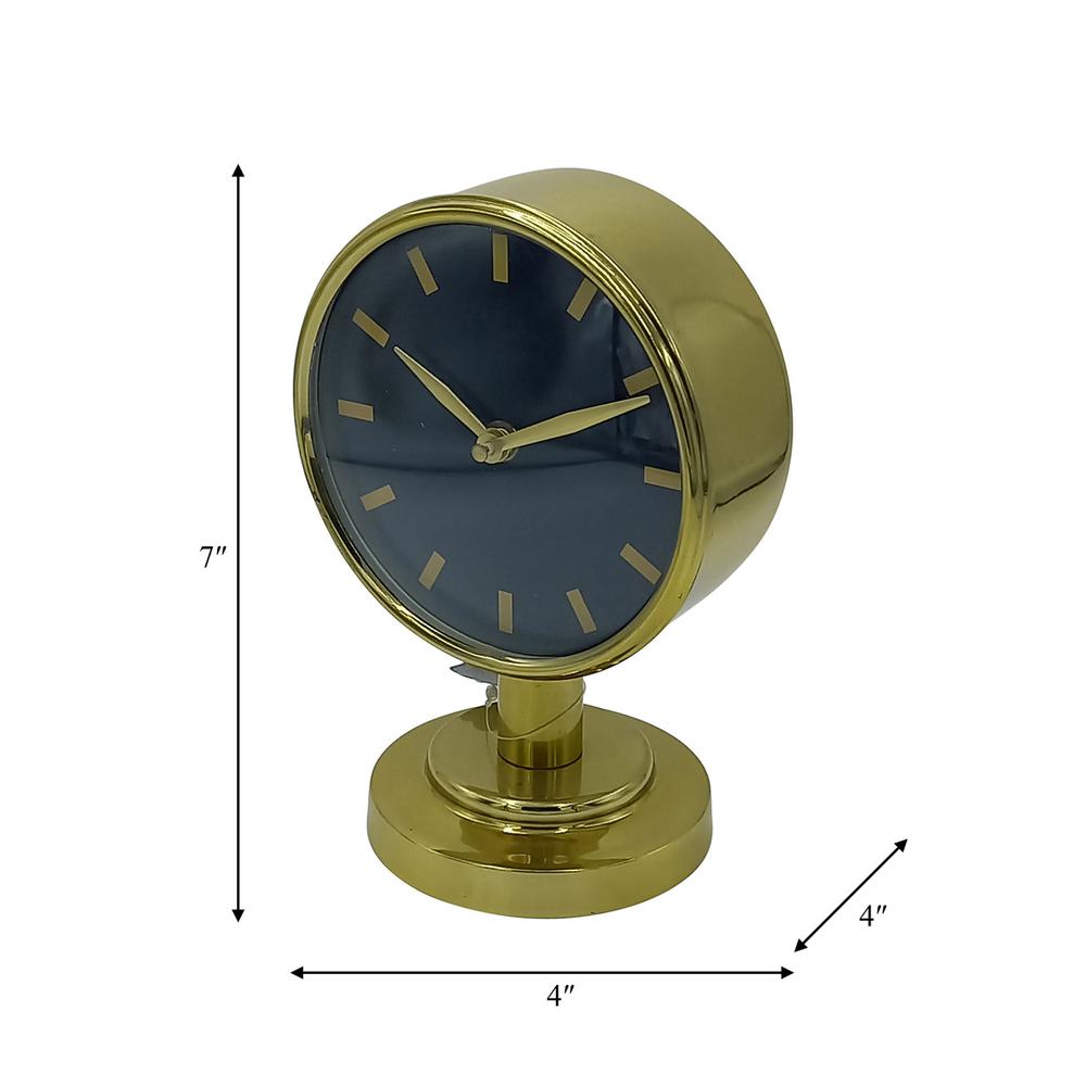 Metal, 7" Standing Table Clock, Gold. Picture 2