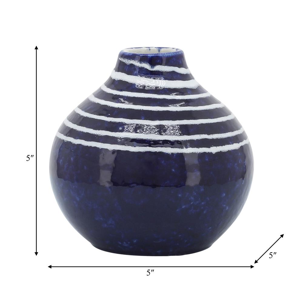 Cer, 5"h Primeval Vase, Blue. Picture 6
