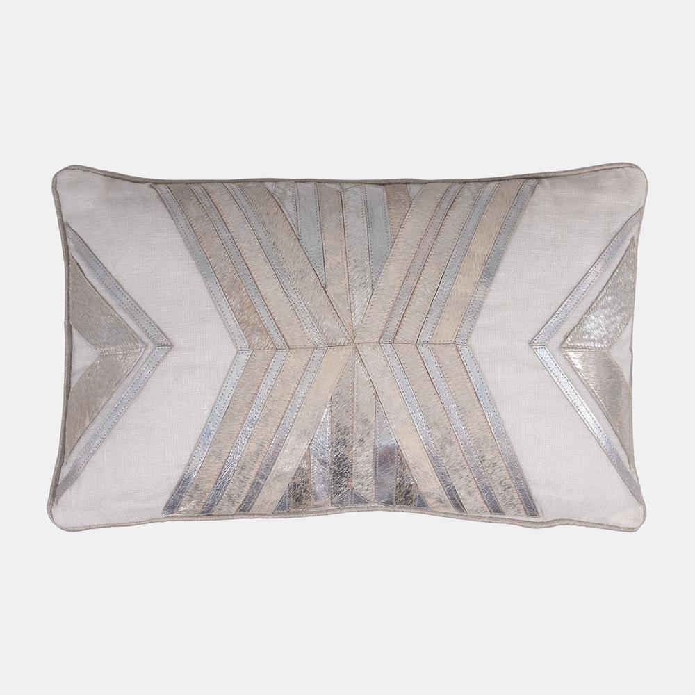 20x12" Linen, Chevron Decorative Pillow, Ivory/sil. Picture 1