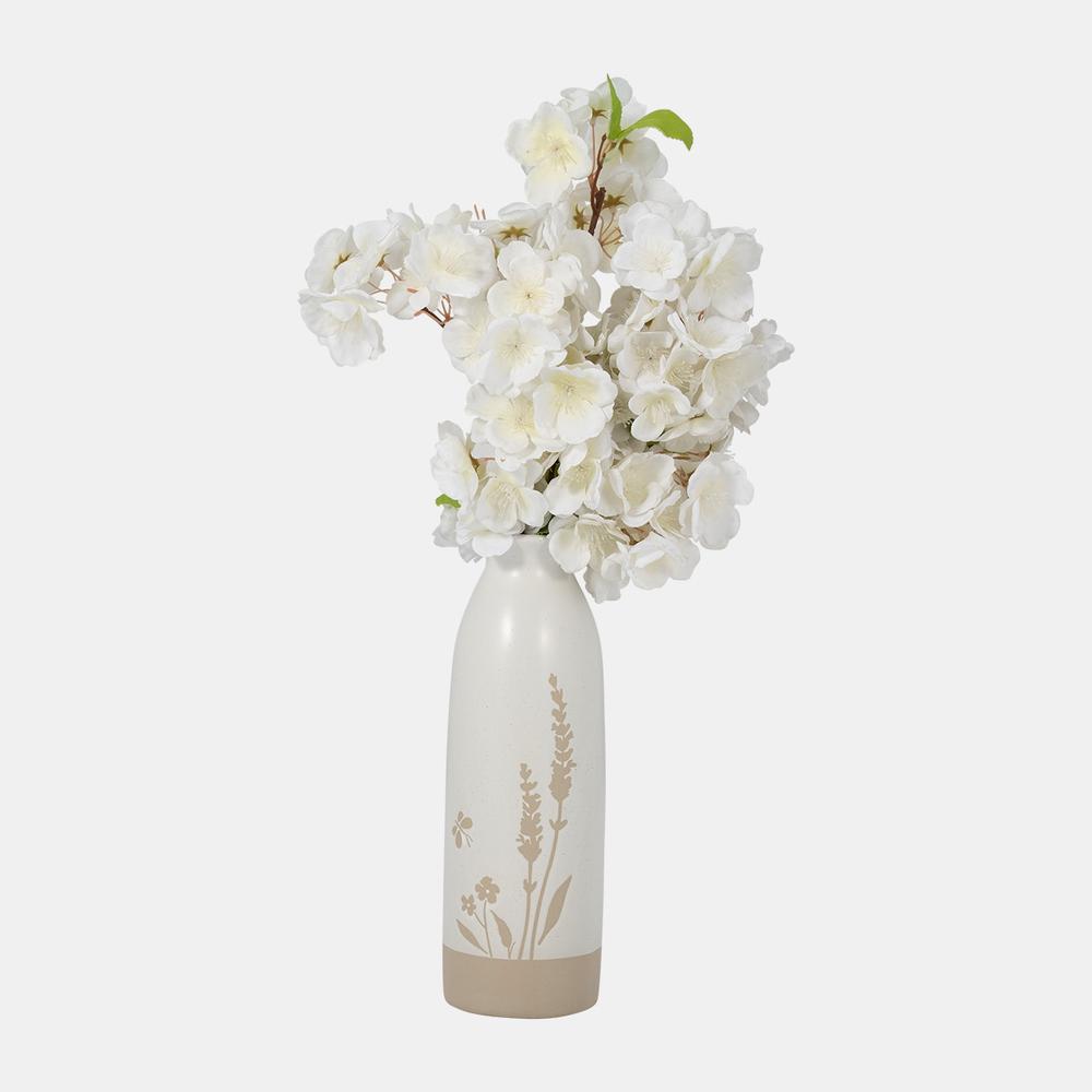 Cer, 10" Flower Field Vase, Ivory. Picture 4