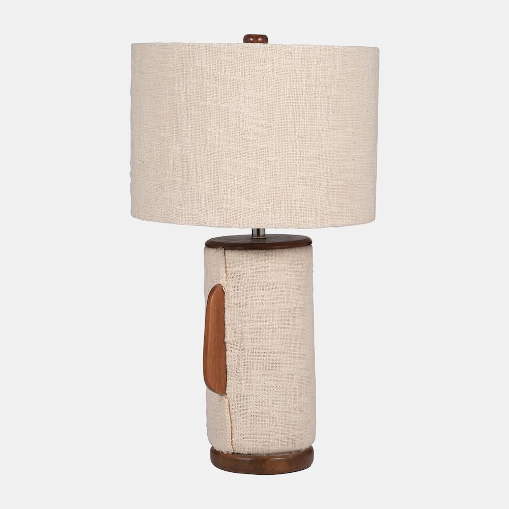 24" Ecomix Fabric Lamp With Wood, Ivory. Picture 3