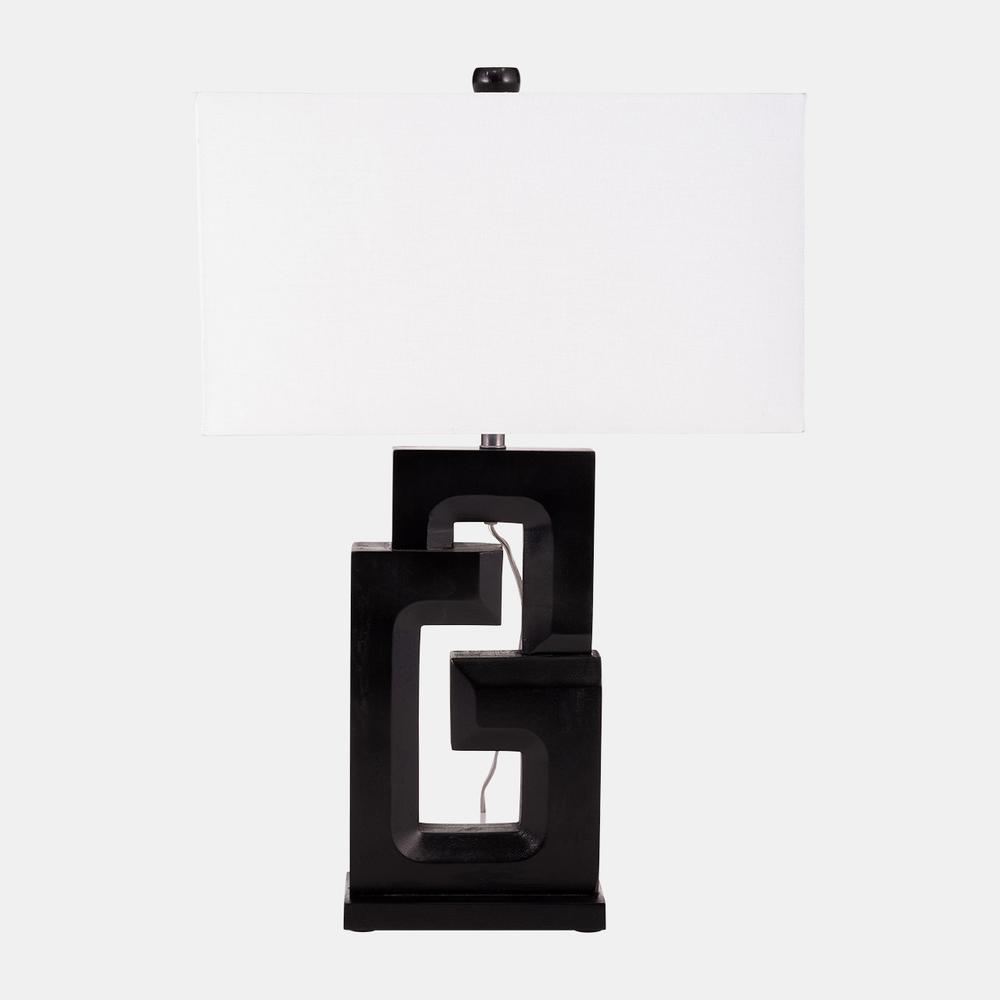 Wood, 27"h Geometric Lamp, Black. Picture 1