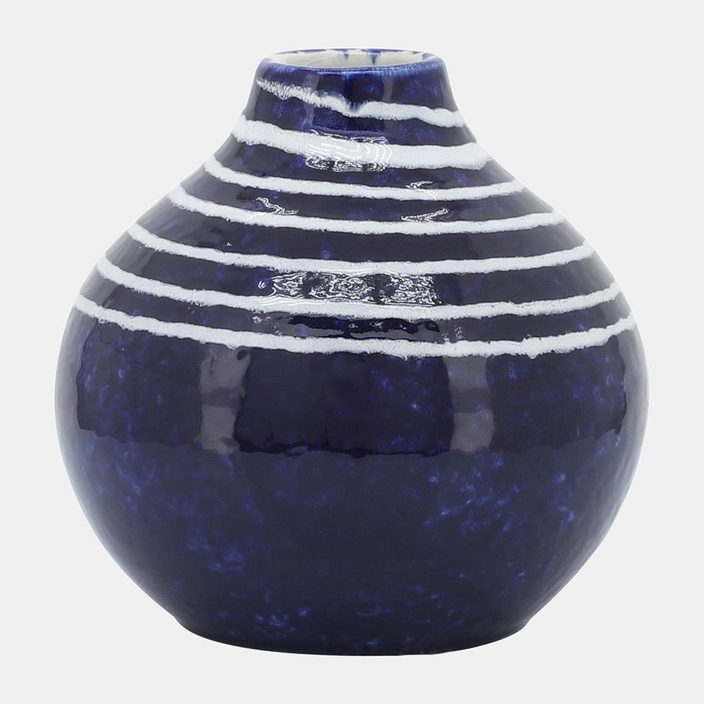 Cer, 5"h Primeval Vase, Blue. Picture 1