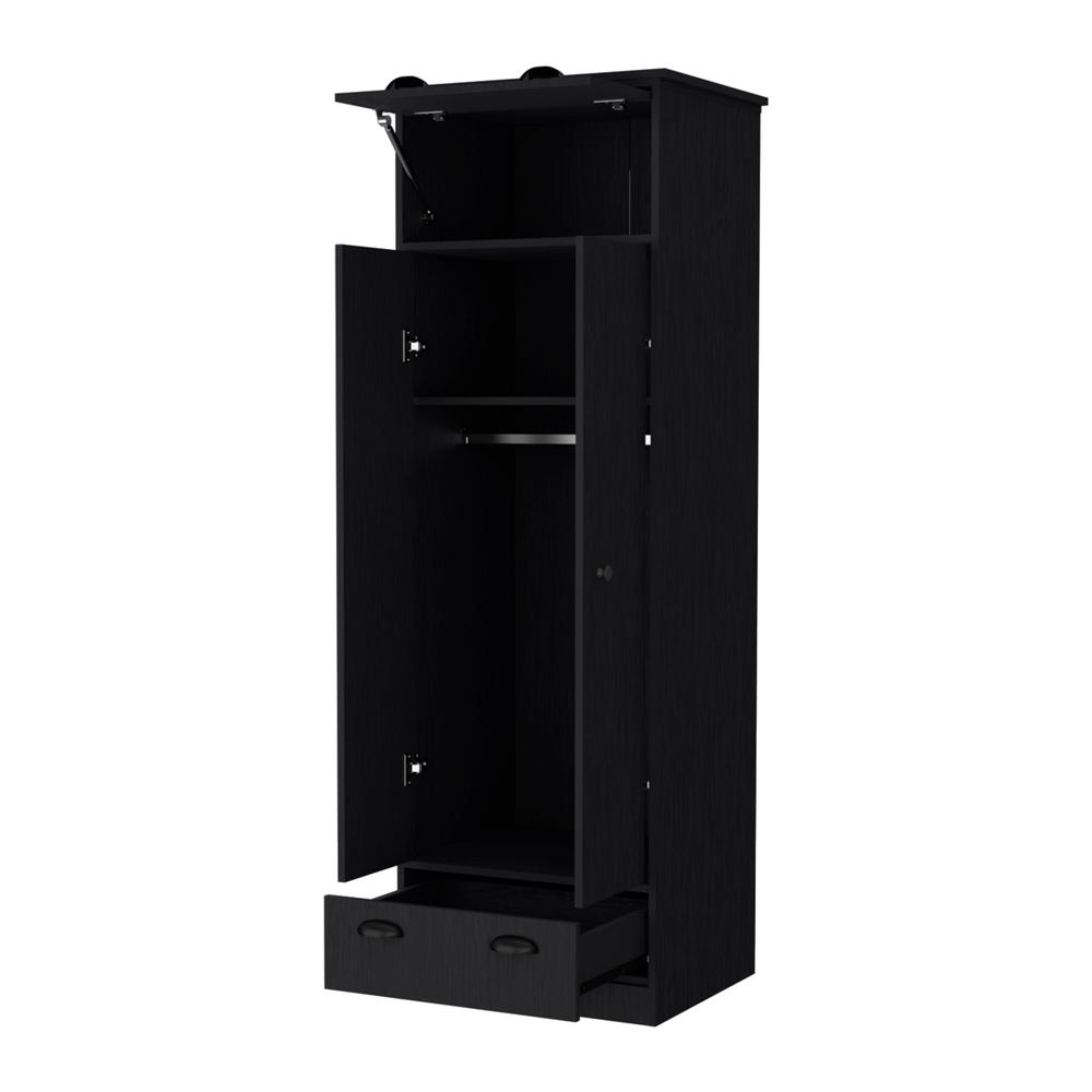 Linch Armoire with Hinged Drawer, Double Door Cabinet and 1-Drawer. Picture 5