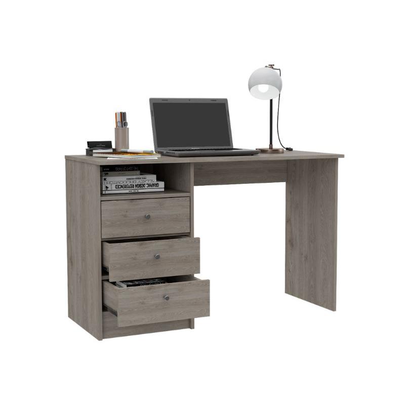 Naples Computer Desk with Three Drawers and Open Storage Cabinet. Picture 5